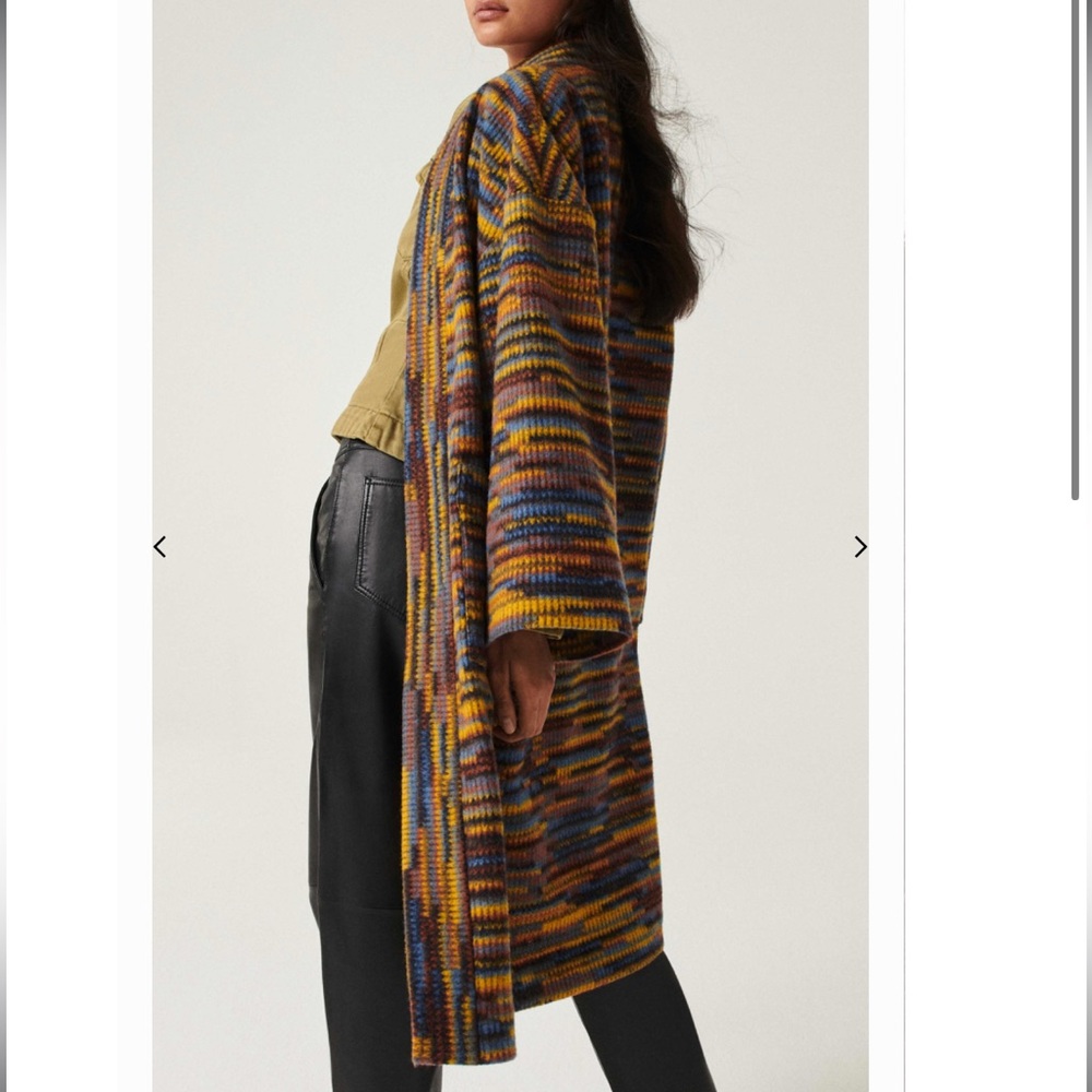 BASH Fadi Wool Blend Coat, Multicolor Striped Women's, Size Medium